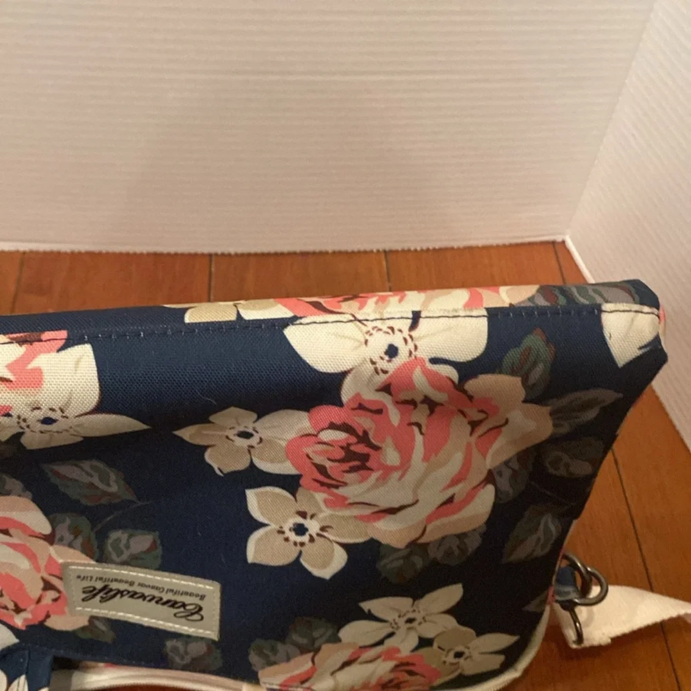 Canvaslife white rose floral laptop shoulder messenger bag case 14.5x 10”